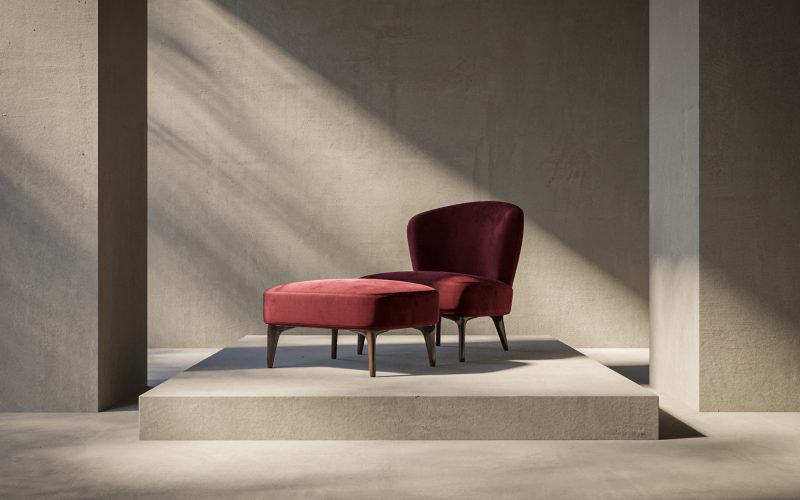 Gry Studio Chair Velvet Red